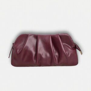 Charming Tailor Chic Soft Vegan Leather Clutch Bag in Burgundy